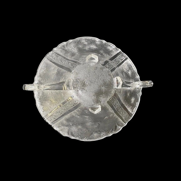 Vintage Heisey Glass Antarctic Etched Clear Bowl Four Toe Two Handle Rare 8.75" - Picture 4 of 10